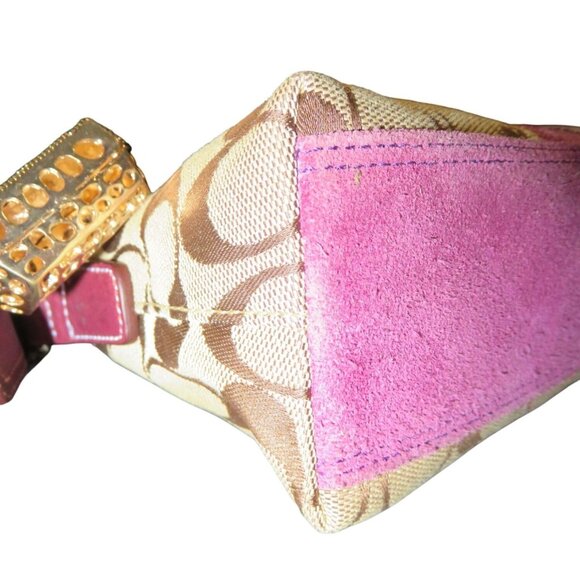 SOLD Coach 2005 Vintage Canvas & Suede Signature Demi Baguette Sufflette Bag - Picture 12 of 12